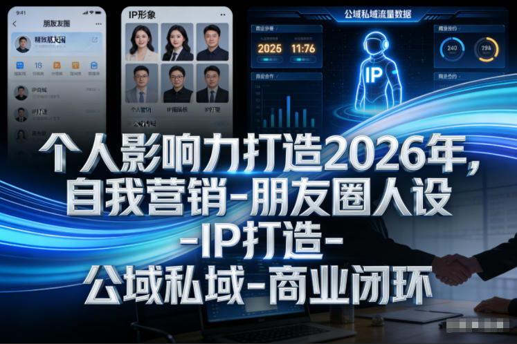 个人影响力打造2026年,自我营销-朋友圈人设-IP打造-公域私域-商业闭环-阳知网创资源库