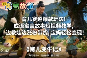 育儿赛道爆款玩法!成语寓言故事短视频教学,边教娃边涨粉带货,宝妈轻松变现!-阳知网创资源库