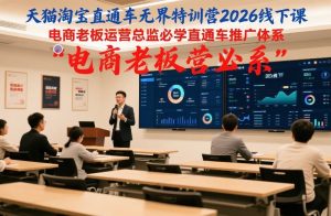 天猫淘宝直通车无界特训营2026线下课,电商老板运营总监必学直通车推广体系-阳知网创资源库