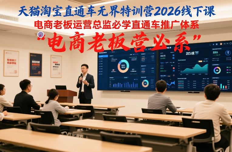 天猫淘宝直通车无界特训营2026线下课,电商老板运营总监必学直通车推广体系-阳知网创资源库