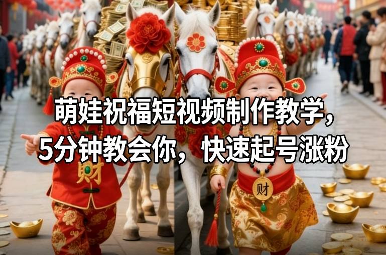 萌娃祝福短视频制作教学,5分钟教会你,快速起号涨粉-阳知网创资源库