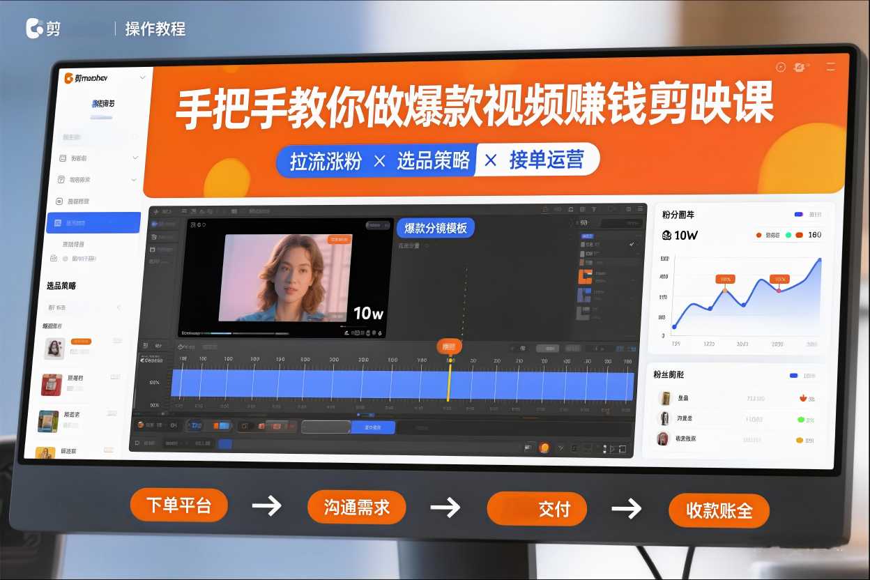 手把手教你做爆款视频赚钱剪映课,手把手教学拉流涨粉、选品策略和接单运营(更新2026)-阳知网创资源库
