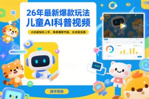 26年最新爆款玩法,儿童AI科普视频,小白请轻松上手,条条爆款内容,全流程实操-阳知网创资源库