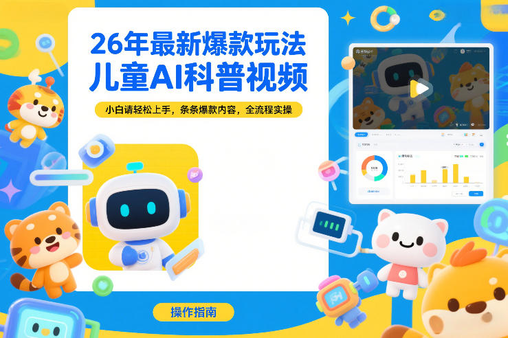 26年最新爆款玩法,儿童AI科普视频,小白请轻松上手,条条爆款内容,全流程实操-阳知网创资源库