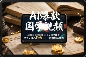 AI爆款国学视频,独家起号方法,小白直接上手,当天可见收益,单号日收入5张+附保姆级教程-阳知网创资源库