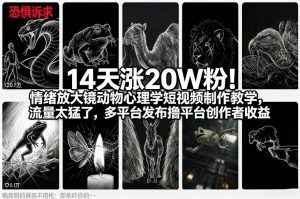 14天涨20W粉!情绪放大镜动物心理学短视频制作教学,流量太猛了,多平台发布撸平台创作者收益-阳知网创资源库