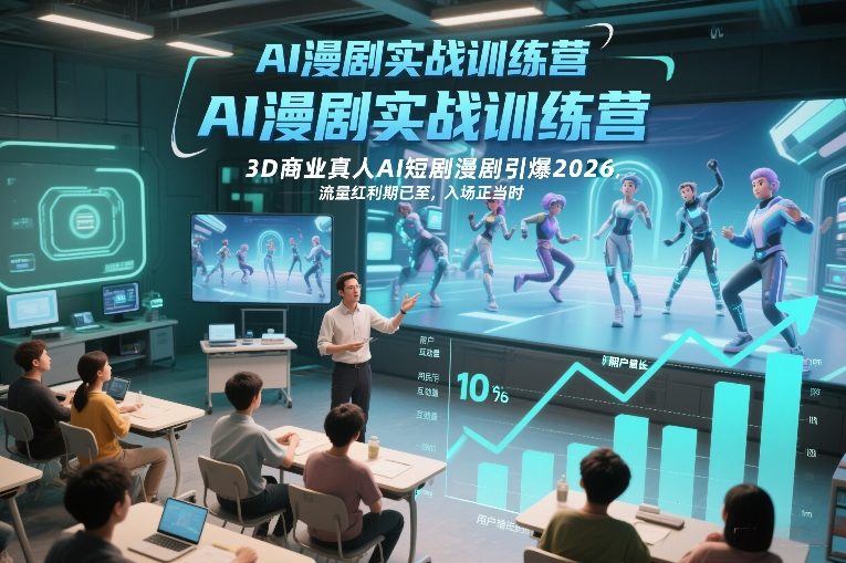 AI漫剧实战训练营,3D商业真人AI短剧漫剧引爆2026,流量红利期已至,入场正当时-阳知网创资源库