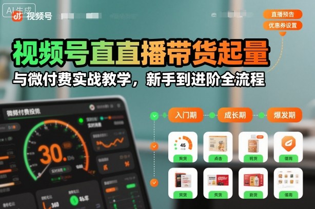 视频号直播带货起量与微付费实战教学,新手到进阶全流程(更新)-阳知网创资源库