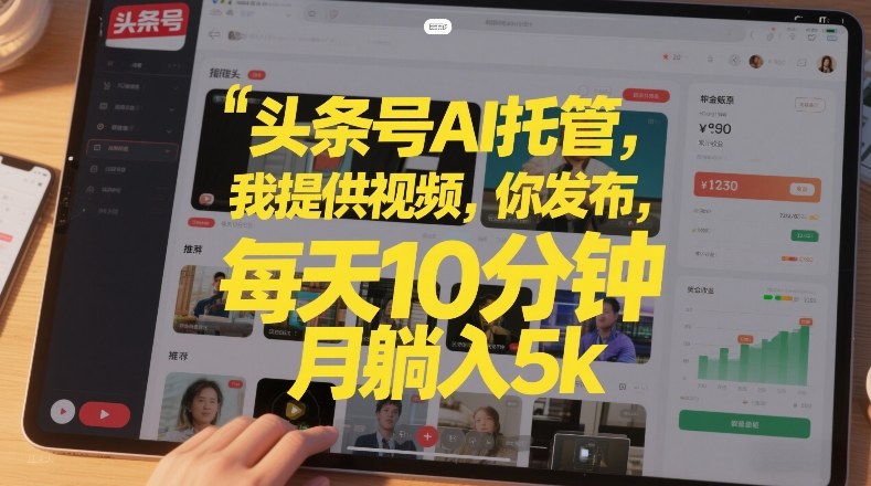 头条号AI托管,我提供视频,你发布,每天10分钟,月躺入5k+【揭秘】-阳知网创资源库