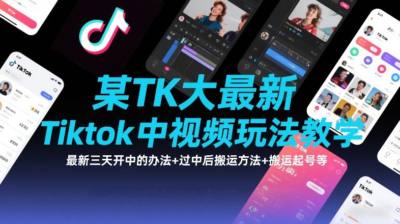 某TK大佬最新Tiktok中视频玩法教学,最新三天开中的办法+过中后搬运方法+搬运起号等-阳知网创资源库