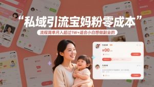 私域引流宝妈粉零成本流程简单月入超过1W+适合小白想做副业的-阳知网创资源库
