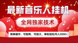 最新音乐人挂G,全网独家技术,简单操作,可矩阵,可放大,单机轻松月入5k+【揭秘】-阳知网创资源库