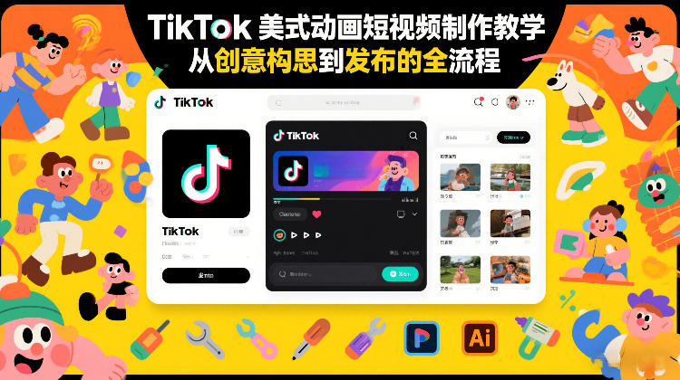 TikTok美式动画短视频制作教学,从创意构思到发布的全流程-阳知网创资源库