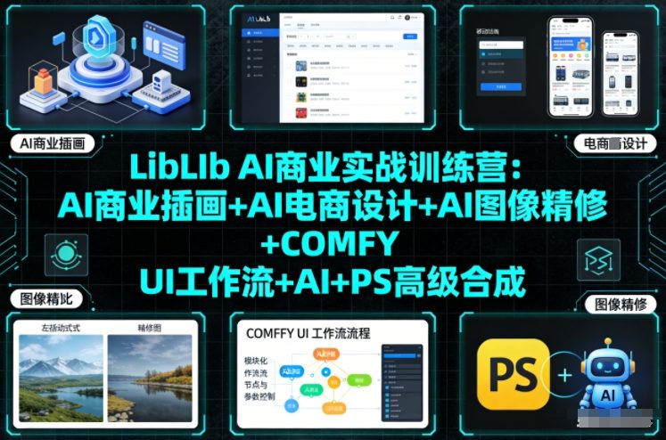 LibLIb AI商业实战训练营:AI商业插画+AI电商设计+AI图像精修+COMFY UI工作流+AI+PS高级合成-阳知网创资源库