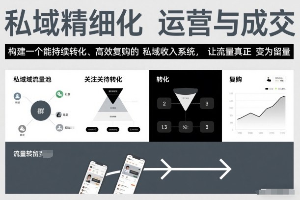 私域精细化运营与成交,构建一个能持续转化、高效复购的私域收入系统,让流量真正变为留量-阳知网创资源库