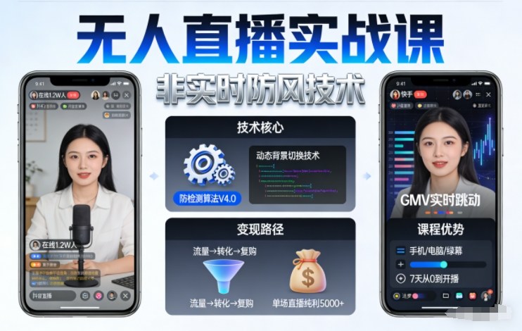 宝子哥无人直播实战课,非实时防风技术,聚焦抖音快手等平台直播带货,轻松开启直播变现之路(更新2026)-阳知网创资源库