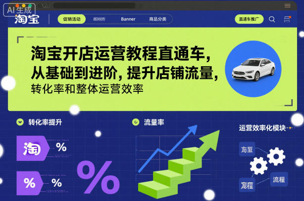 淘宝开店运营教程直通车，从基础到进阶，提升店铺流量，转化率和整体运营效率（更新26年1月）-阳知网创资源库