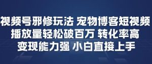 视频号邪修玩法宠物博客短视频,播放量轻松破百万,转化率高,变现能力强,小白直接上手-阳知网创资源库