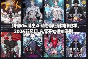 抖音70w博主AI动态漫短剧制作教学，2026新风口，从零开始做AI漫剧，普通人也能月入过W-阳知网创资源库