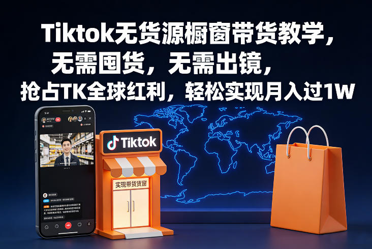 Tiktok无货源橱窗带货教学，无需囤货，无需出镜，抢占TK全球红利，轻松实现月入过1W-阳知网创资源库
