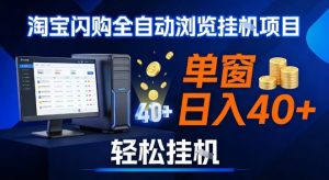 全网独家淘宝闪购采集挂G项目，操作简单无脑，单窗口轻松日入40+，可矩阵多开【揭秘】-阳知网创资源库