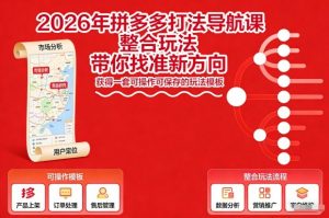 2026年拼多多打法导航课，整合玩法，带你找准新方向，获得一套可操作可保存的玩法模板-阳知网创资源库