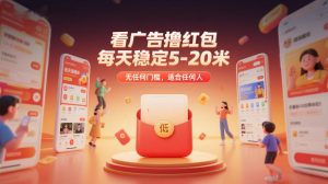 看广告撸红包,每天稳定5-20米,无任何门槛,适合任何人-阳知网创资源库