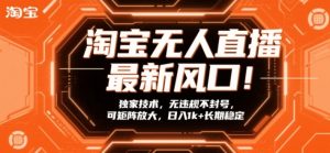 淘宝无人直播最新风口！独家技术，无违规不封号，可矩阵放大，日入1k+长期稳定【揭秘】-阳知网创资源库