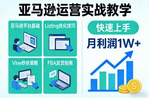亚马逊运营实战教学,亚马逊平台+Listing优化+Vine秒杀+FBA发货等,快速上手,实现店铺月利润1W-阳知网创资源库