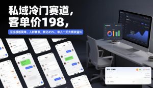 私域冷门赛道,客单价198,引流模板简单,人群精准,转化45%,单人一天大概收益1k-阳知网创资源库