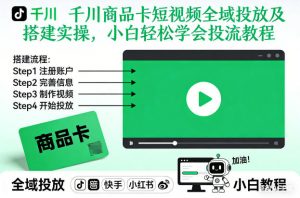 千川商品卡短视频全域投放及搭建实操,小白轻松学会投流教程(更新26年2月)-阳知网创资源库