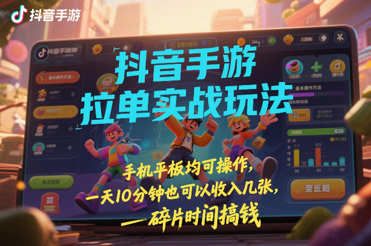 抖音手游拉单实战玩法,手机平板均可操作,一天10分钟也可以收入几张,碎片时间搞钱【揭秘】-阳知网创资源库