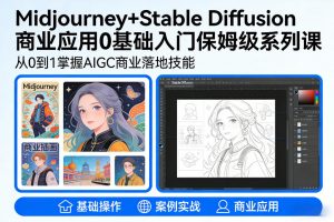 AIGC商业应用Midjourney+Stable Diffusion教程，0基础入门保姆级系列课-阳知网创资源库