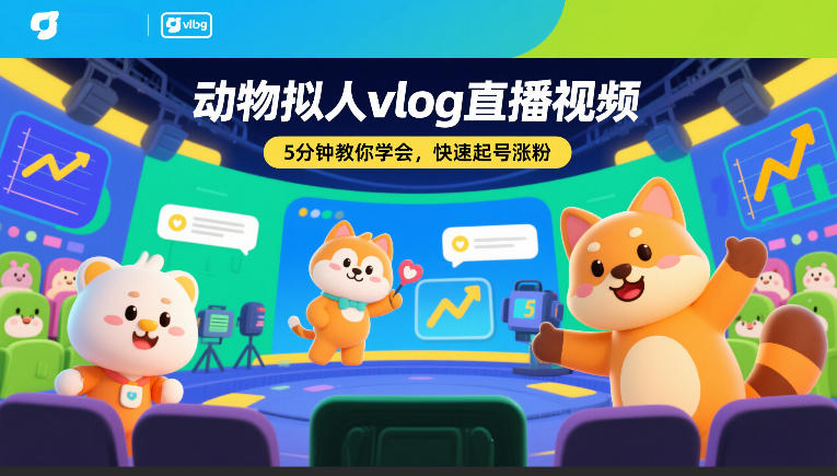 动物拟人vlog直播视频,5分钟教你学会,快速起号涨粉-阳知网创资源库