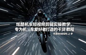 炫酷机车短视频剪辑实操教学,专为机车爱好者打造的干货教程,零基础也能轻松上手-阳知网创资源库
